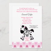 Cute Pink Zebra Baby shower 5x7 Uitnodiging (Voorkant / Achterkant)