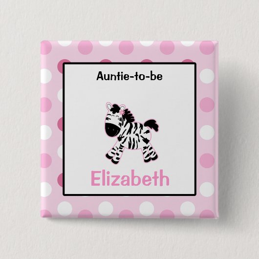 Cute Pink Zebra Gepersonaliseerd naam tag Button (Voorkant)