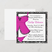 Cute Pink Zebra Lingerie Bridal Shower Uitnodiging (Voorkant / Achterkant)