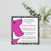Cute Pink Zebra Lingerie Bridal Shower Uitnodiging (Staand voorkant)