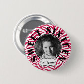 Cute Pink Zebra Sweet 16th Birthday Girl Ronde Button 5,7 Cm (Voorkant /achterkant)