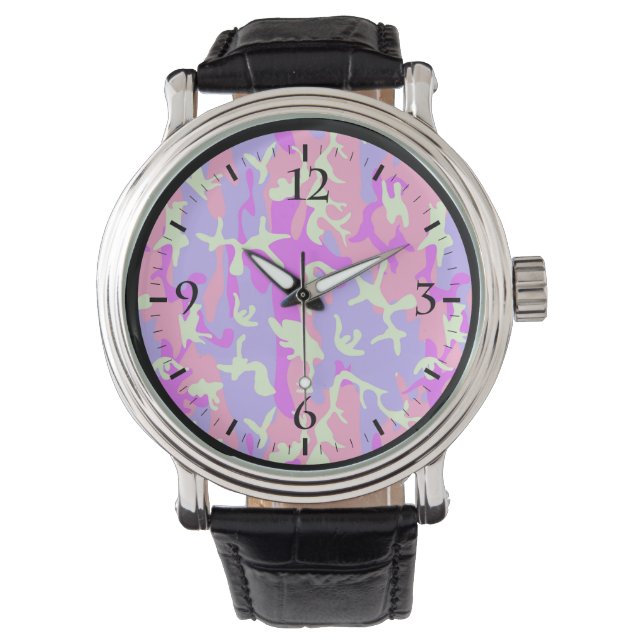 Cute pinky digital camouflage patroon horloge (Voorkant)