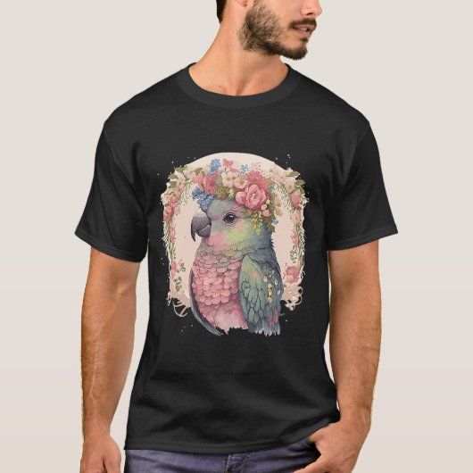 Cute Pionus Parrot Bird Flower Crown Pet Birds T-shirt (Voorkant)