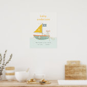 Cute Piraat Muis Zeilboot Kinderen Monogram Baby B Poster (Keuken)