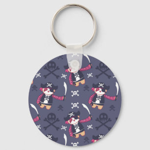 Cute Piraat Panda Beer Patroon Sleutelhanger
