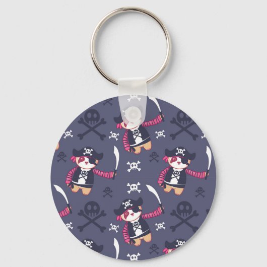 Cute Piraat Panda Beer Patroon Sleutelhanger (Voorkant)