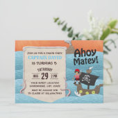 Cute Pirate Adventure Ahoy Matey Boy Birthday Kaart (Staand voorkant)