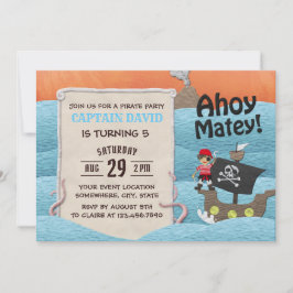 Cute Pirate Adventure Ahoy Matey Boy Birthday Kaart