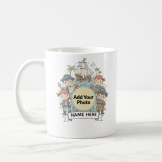 Cute Pirate Adventure Custom Photo Name Kids Mug Koffiemok