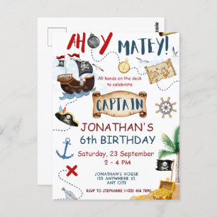Cute Pirate Birthday Briefkaart