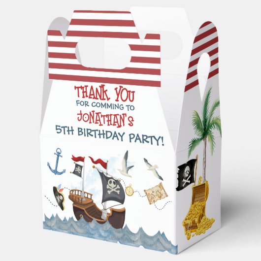 Cute Pirate Birthday Parchment Bedankt Bedankdoosjes (Geopend)