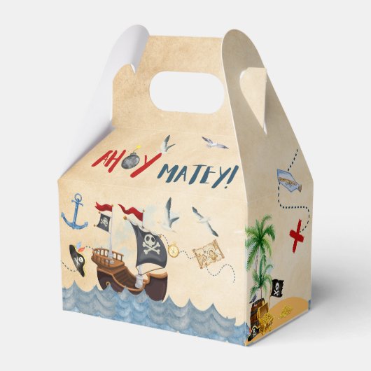 Cute Pirate Birthday Parchment waterverf Bedankdoosjes (Achterkant)