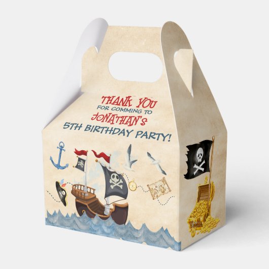 Cute Pirate Birthday Parchment waterverf Bedankdoosjes (Voorkant Zijde)
