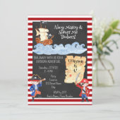 Cute Pirate Birthday Party Invitation Kaart (Staand voorkant)