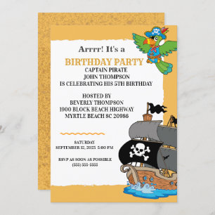 Cute Pirate Birthday Party Kaart