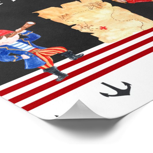 Cute Pirate Birthday Party Sign Poster (Hoek)