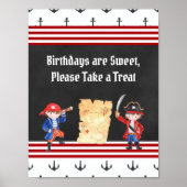 Cute Pirate Birthday Party Sign Poster (Voorkant)