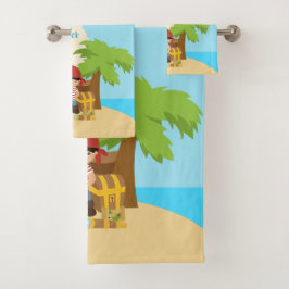 Cute Pirate Boy & A Big Ship Custom Name Bad Handdoek