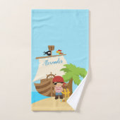 Cute Pirate Boy & A Big Ship Custom Name Bad Handdoek (Handdoek)