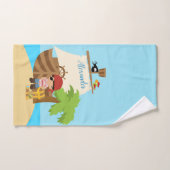 Cute Pirate Boy & A Big Ship Custom Name Bad Handdoek (Handdoek)