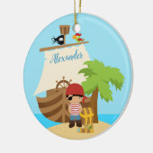 Cute Pirate Boy & A Big Ship Custom Name Keramisch Ornament (Links)