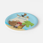 Cute Pirate Boy & A Big Ship Custom Name Papieren Bordje (Gekanteld)