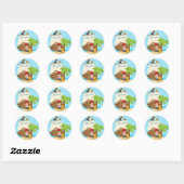 Cute Pirate Boy & A Big Ship Custom Name Ronde Sticker (Vel)