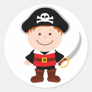 Cute Pirate Boy Character Illustration Illustratio Ronde Sticker