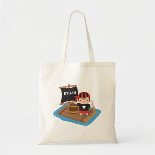Cute Pirate Boy with Bandana, Raft Kinder Name Tote Bag (Voorkant)