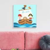 Cute Pirate Boys & Big Ship Custom Name Canvas Afdruk (Insitu (Woonkamer))