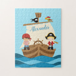 Cute Pirate Boys & Big Ship Custom Name Legpuzzel