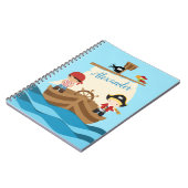 Cute Pirate Boys & Big Ship Custom Name Notitieboek (Linkerzijde)