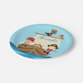 Cute Pirate Boys & Big Ship Custom Name Papieren Bordje (Gekanteld)