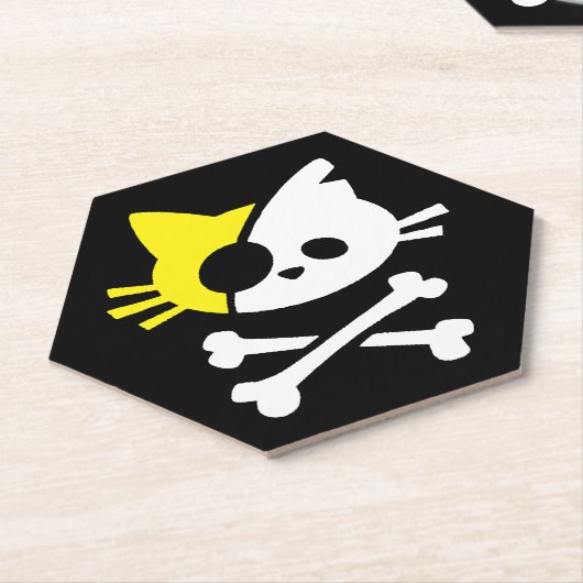Cute Pirate Cat Kartonnen Onderzetters (Schuin)