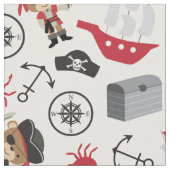 Cute Pirate en Nautical Pattern Stof (Close Up)