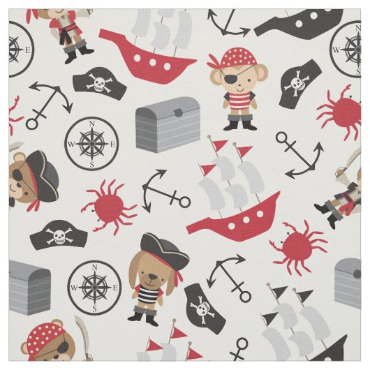 Cute Pirate en Nautical Pattern Stof (Swatch)