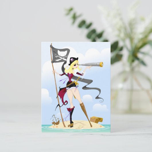 Cute Pirate Girl Briefkaarten (Staand voorkant)
