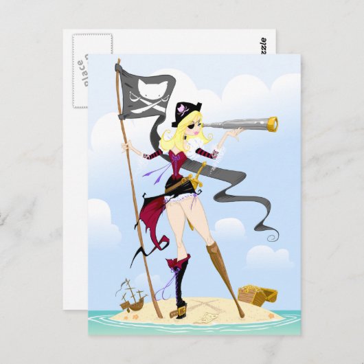 Cute Pirate Girl Briefkaarten (Voorkant / Achterkant)