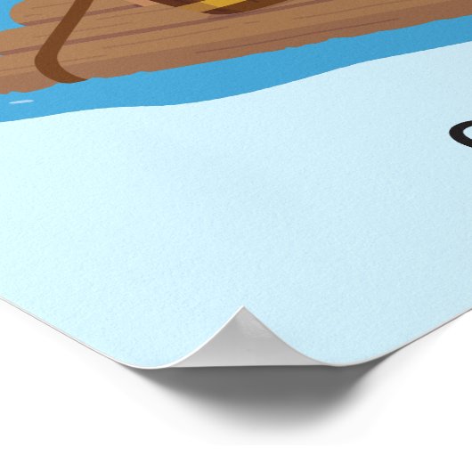 Cute Pirate Kapitein Boy Ocean Raft Room Wall Deco Poster (Hoek)