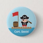 Cute Pirate Kapitein Ocean Raft Boy Ronde Button 5,7 Cm (Voorkant)