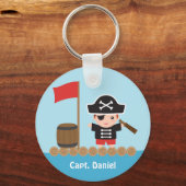 Cute Pirate Kapitein Ocean Raft Boy Sleutelhanger (Voorkant)