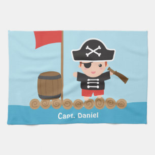 Cute Pirate Kapitein Ocean Raft Boy Theedoek