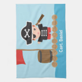 Cute Pirate Kapitein Ocean Raft Boy Theedoek (Verticaal)