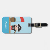 Cute Pirate Kapitein Ocean Raft voor jongens Bagagelabel (Voorkant horizontaal)