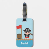 Cute Pirate Kapitein Ocean Raft voor jongens Bagagelabel (Achterkant verticaal)