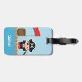 Cute Pirate Kapitein Ocean Raft voor jongens Bagagelabel (Achterkant horizontaal)