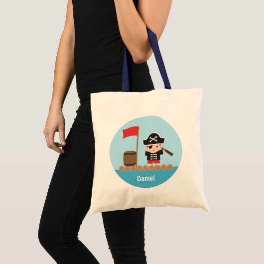 Cute Pirate Kapitein Ocean Raft voor jongens Tote Bag (Voorkant (product))