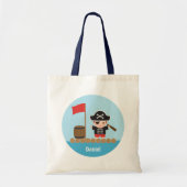 Cute Pirate Kapitein Ocean Raft voor jongens Tote Bag (Voorkant)