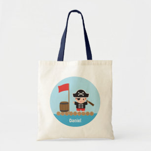 Cute Pirate Kapitein Ocean Raft voor jongens Tote Bag