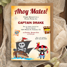 Cute Pirate Kids Birthday Party Kaart